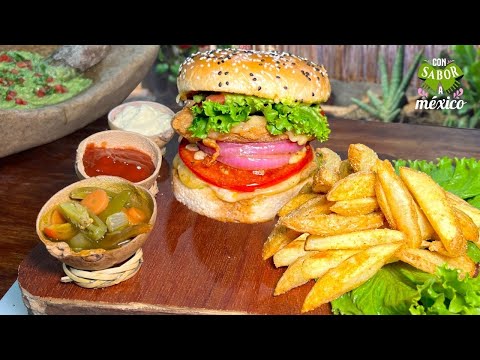 LA MEJOR HAMBURGUESA DOBLE de POLLO con TOCINO ¡DESCUBRE EL SECRETO! / #ConSaborAMexico