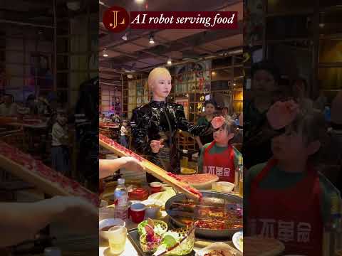 AI robot serving food in a restaurant