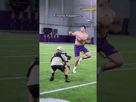 Watch LSU Football Jack Bech work out before the season, then score a Touchdown #lsu #lsufootball