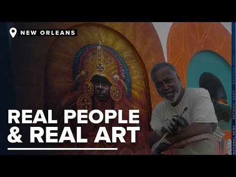New Orleans muralist shares the story behind the artwork being done during the Super Bowl